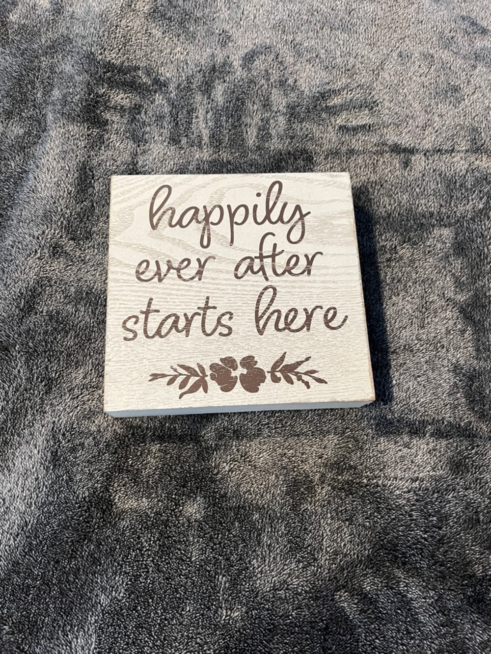 Happily Ever After Wood Sign - White and Brown